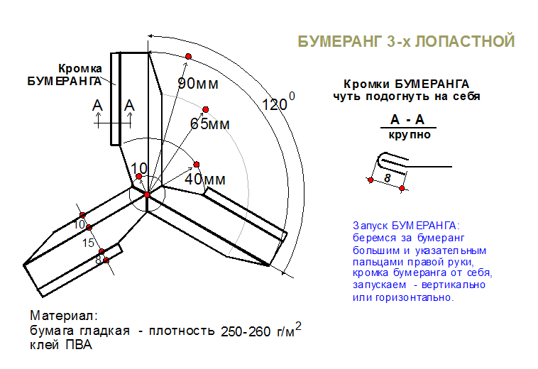 бумеранг из бумаги схема как сделать